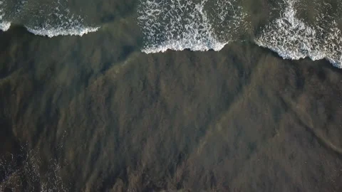 Waves at sea in canada. white waves at sea Shooting from a drone. Forest by the  Video stock 150684911