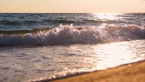 Waves on the sea coast at sunset. Stock Footage 139104166