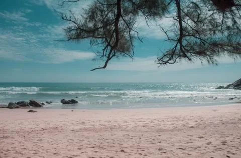 The waves of the sea crashed into the shore Stock Photos