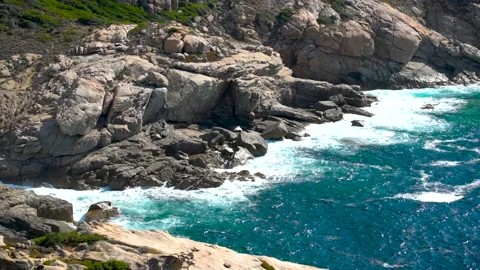 Waves in the sea crushing in the rocks, beach vibes Stock Footage 169691302