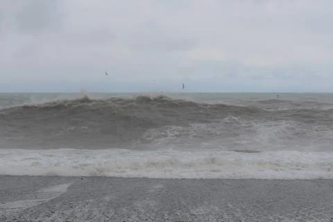 Waves on the sea during the storm Foto stock