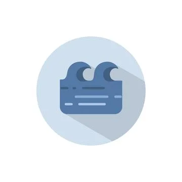 Waves on the sea. Flat icon on a circle. Weather vector illustration Stock Illustration