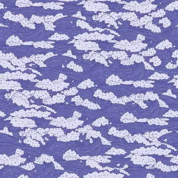 Waves sea ocean seamless pattern. Very peri bursts splash with foam and bubbles Stock Illustration