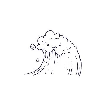 Waves sea ocean. Vector bursts splash with foam and bubbles. Outline doddle Illustrazione stock
