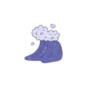 Waves sea ocean. Vector very peri bursts splash with foam and bubbles. Outline Stock Illustration