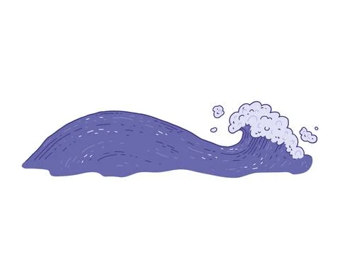 Waves sea ocean. Vector very peri bursts splash with foam and bubbles. Outline Stock Illustration