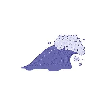 Waves sea ocean. Vector very peri bursts splash with foam and bubbles. Outline Stock Illustration