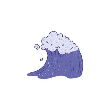 Waves sea ocean. Vector very peri bursts splash with foam and bubbles. Outline Stock Illustration