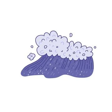 Waves sea ocean. Vector very peri bursts splash with foam and bubbles. Outline Stock Illustration