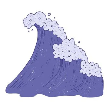 Waves sea ocean. Vector very peri bursts splash with foam and bubbles. Outline Stock-Illustration