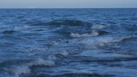Waves on a sea pier Stock Footage 126971197