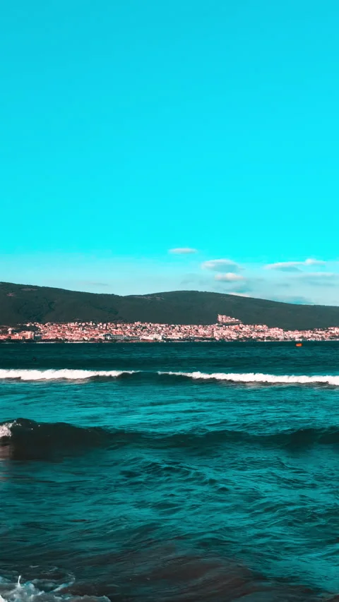 Waves sea resort landscape background Vertical video Stock Footage 234884665