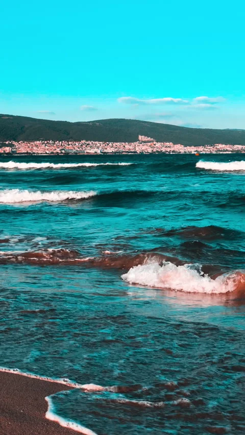 Waves sea resort landscape background Vertical video Stock Footage 234884718