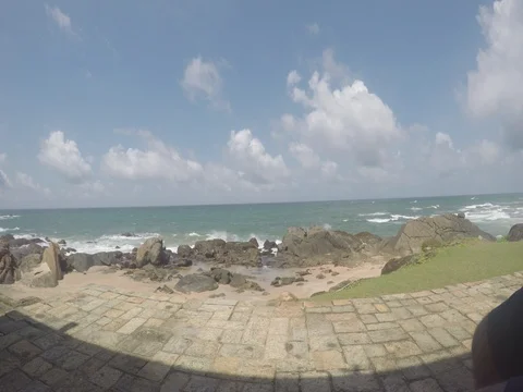 Waves on Sea shore splashing on Rocks Stock Footage