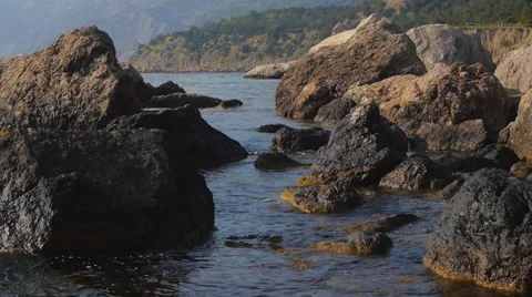 Waves of the sea in the summer,in the Crimea Stock Footage 52014532