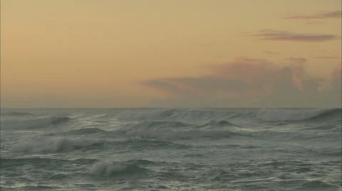 Waves in the Sea at Sunset Stock-Footage 37172776