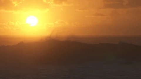 Waves on sea at sunset in slow motion Video stock 85819753