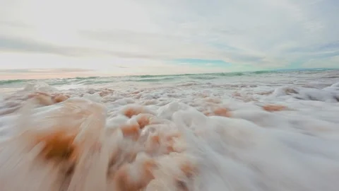 Waves on the sea, sunset, summer Stock Footage 261286526