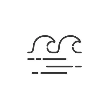 Waves on the sea thin line icon. Isolated weather vector illustration Stock Illustration