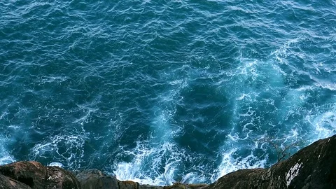 Waves on the Sea. Top view from the rocks of the Sea surface. Beautiful deep  Stock Footage 88436290