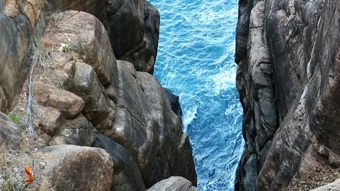 Waves on the Sea. Top view from the rocks of the Sea surface. Beautiful deep  Stock Footage 88436670