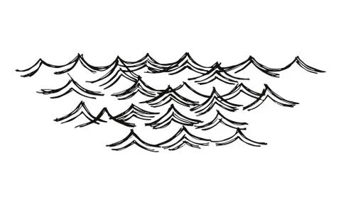 Waves of sea vector. hand drawing Illustrazione stock