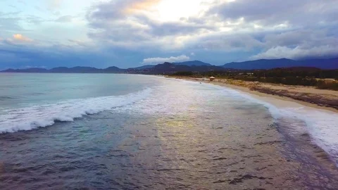 Waves in the sea view with a drone, sardinia coast Stock Footage 80608281