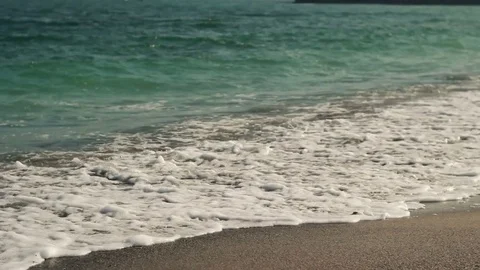 Waves Of Sea Water with A Sandy Beach ,  Black Sea Stock Footage 75265260