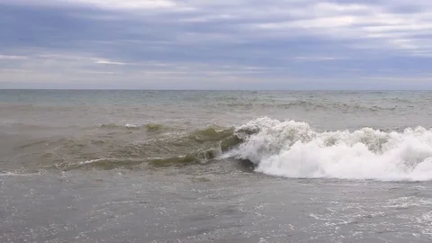 Waves on the sea in windy weather Stock Footage 86229660