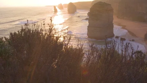 Waves on seacoast with beautiful rock formations Video stock 76102328