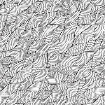 Waves seamless pattern in black and white Stock Illustration