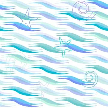 Waves seamless pattern Stock Illustration