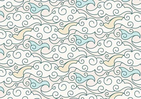 Waves Seamless Vintage Pattern Stock Illustration