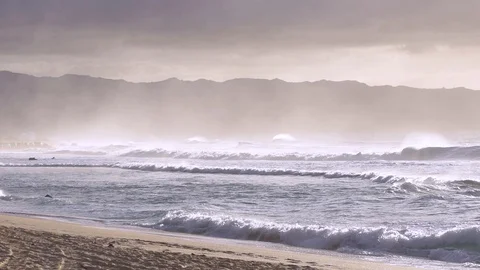 Waves on seashore of beach in slow motion Stock Footage 85818888