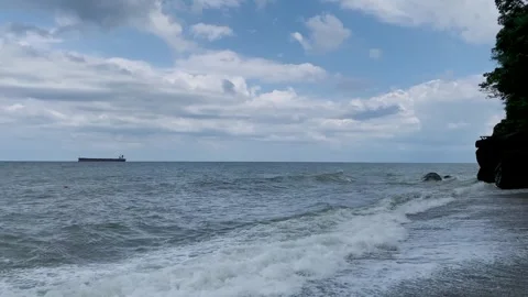 Waves on the seashore, a beach with stones Stock-Footage 249881951