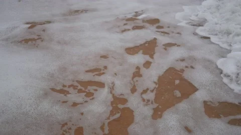 Waves on the seashore, sandy coast of the azov sea Stock Footage 143483377