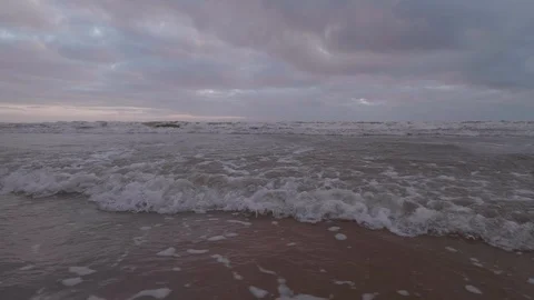 Waves at the seashore on a windy day Stock Footage 125287359