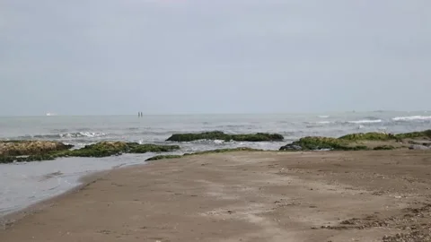 Waves On A Seaside Beach Stock Footage 233859786