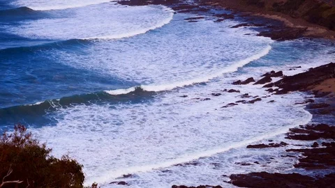 Waves seen from a lookout Stock Footage 92991693