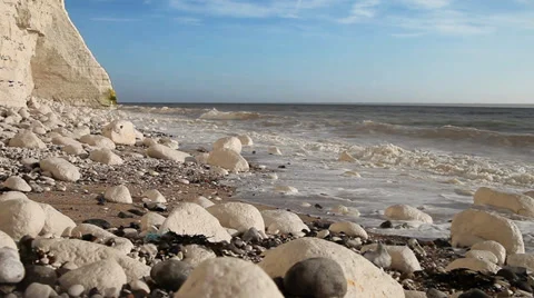 Waves at seven sisters cliffs in east sussexs, england. Stock Footage 36178310