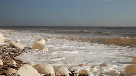 Waves at seven sisters cliffs in east sussexs, england. Stock-Footage 36230836