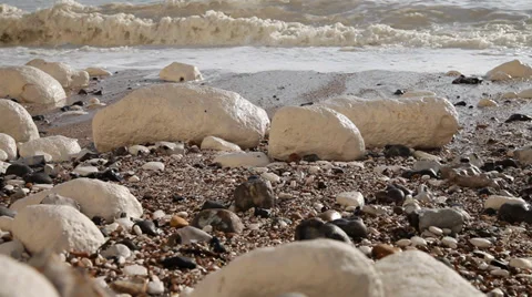 Waves at seven sisters cliffs in east sussexs, england. Stock Footage 36230841