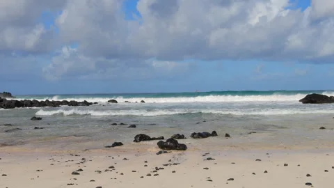 Waves on the shore of the Atlantic Ocean, Lanzarote island Stock Footage 304546148