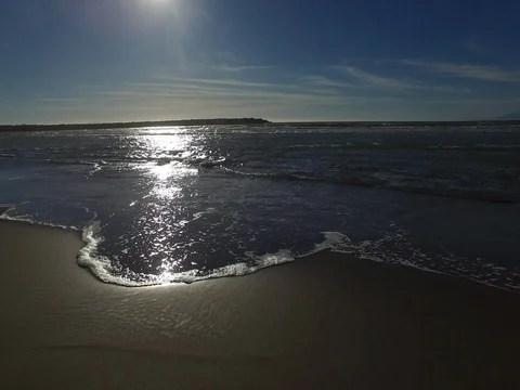 Waves on shore during sunset Stock Footage 72494739