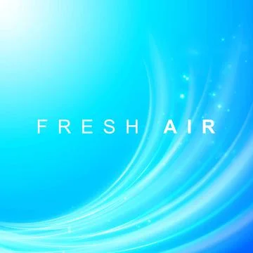 Waves showing a stream of clean fresh air. Blue waves with a fresh aroma. Vector Stock Illustration