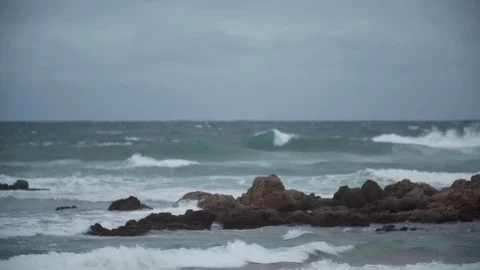 Waves in slow motion Stock Footage 128160466