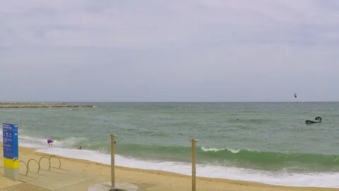 Waves Slowly Hit The Beach Stock Footage 91970592