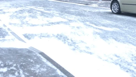 Waves of Snow Blowing over a Road Video stock 86555703