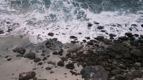 Waves Splash On Desert Beach Stock Footage 235461292