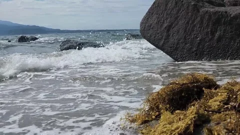 Waves splash near shore 動画素材 337697124